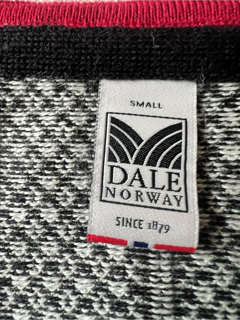 Dale of Norway Black and White Fair Isle Zip-Up Sweater with Red Trim - Picture 5 of 10